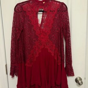Free People Raspberry Lace Dres